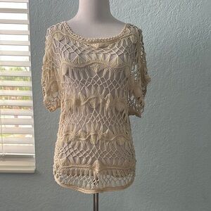 Maurices Beige Crochet Knit Top